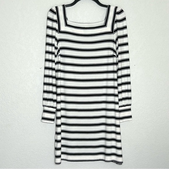 LOFT Dresses & Skirts - Loft Black/White Striped XS Long Sleeve Dress